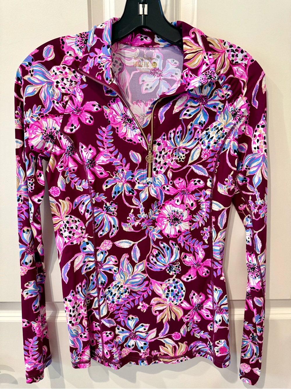 Lilly Pulitzer Justine half zip cherry tropical with a twist, XS.